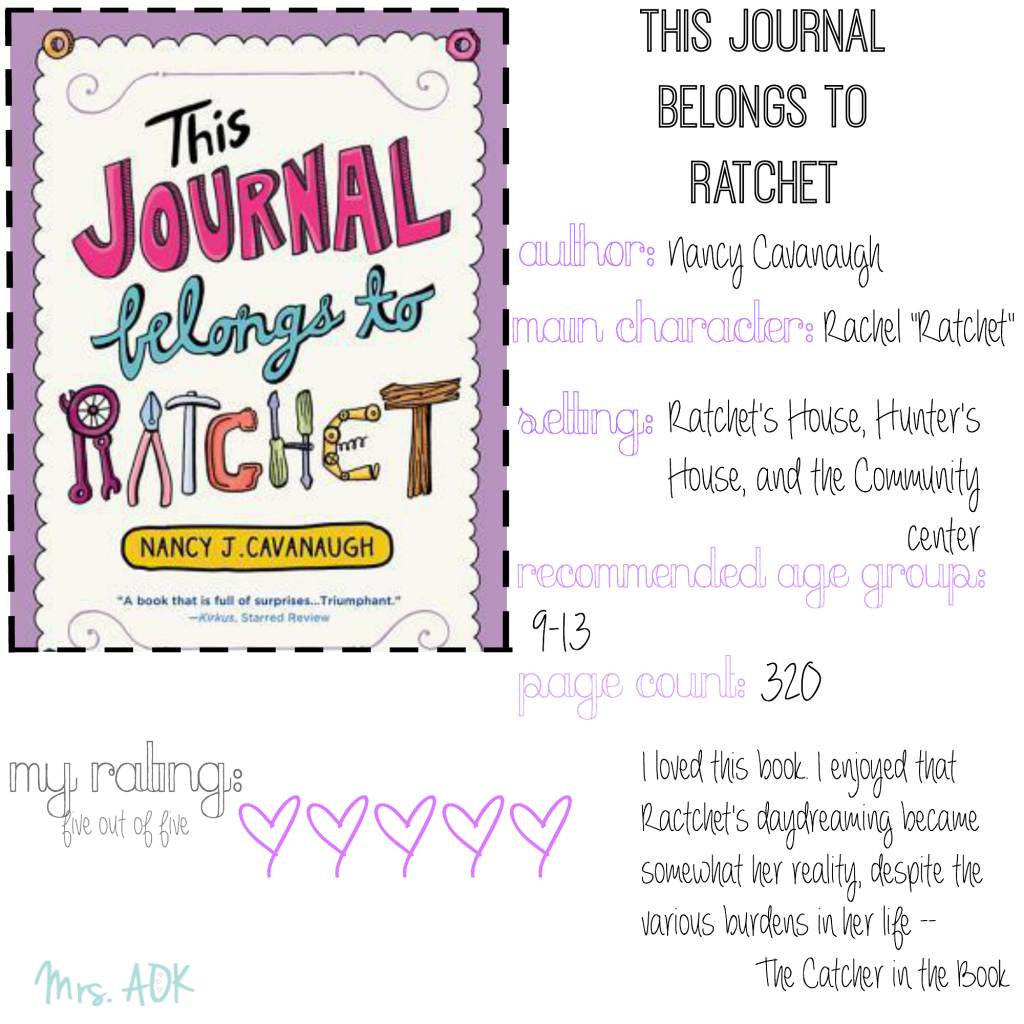 The Catcher In The Book: This Journal Belongs to Ratchet #BookReview