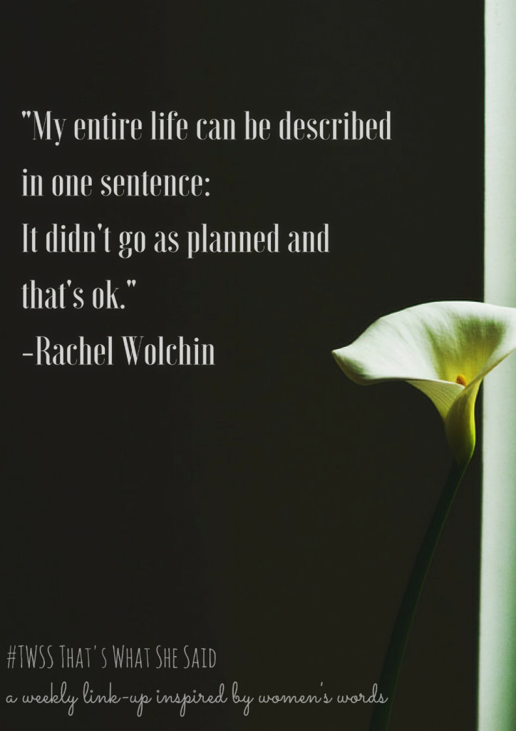My entire life can be described in one sentence: It didn't go as planned and that's ok.|Rachel Wolchin| Describe your life in one sentence| Writing Prompt| Link-up| TWSS a link-up inspired by women's words| quote 