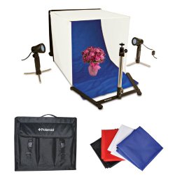 Polaroid Photo Studio Light Tent Kit, Includes 1 Tent, 2 Lights, 1 Tripod Stand, 1 Carrying Case, 4 Backdrops (Black, Blue, White, Red)