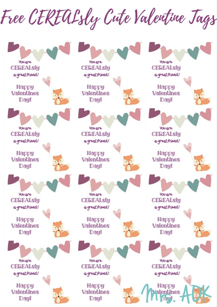 FREE CEREALsly Cute Valentine Tag Printables via @Mrs_AOK